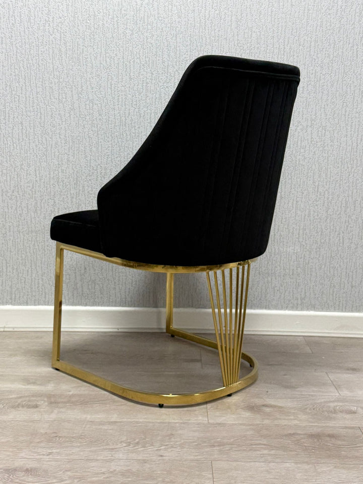 Carlton Black/Gold Plush Velvet Dining Chair