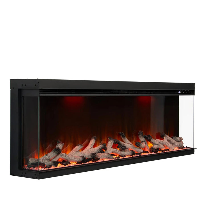 Maison 80 Inch 2025 Panoramic Smart Alexa Media Wall Fire 3 Sided Glass LED WiFi Electric UHD Fireplace