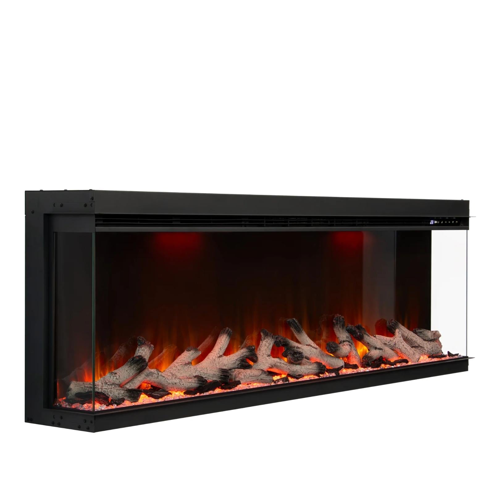 50 60 72 80 Inch 2025 Panoramic Smart Alexa Media Wall Fire 3 Sided Glass LED WiFi Electric UHD Fireplace