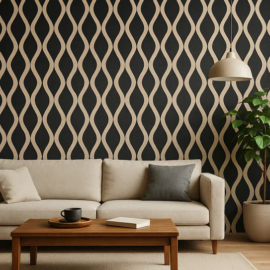 Pack Of x4 Wave Acoustic Slatted Wall Panels Oak 240cm x 60cm