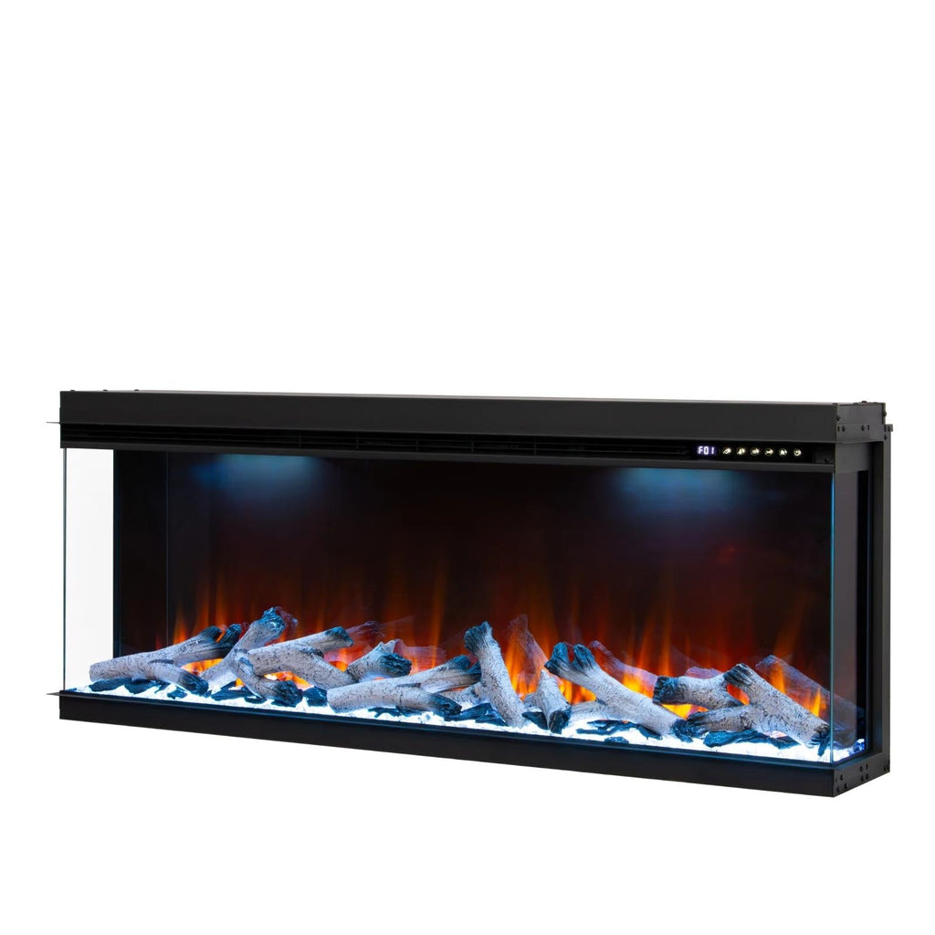 50 60 72 80 Inch 2025 Panoramic Smart Alexa Media Wall Fire 3 Sided Glass LED WiFi Electric UHD Fireplace