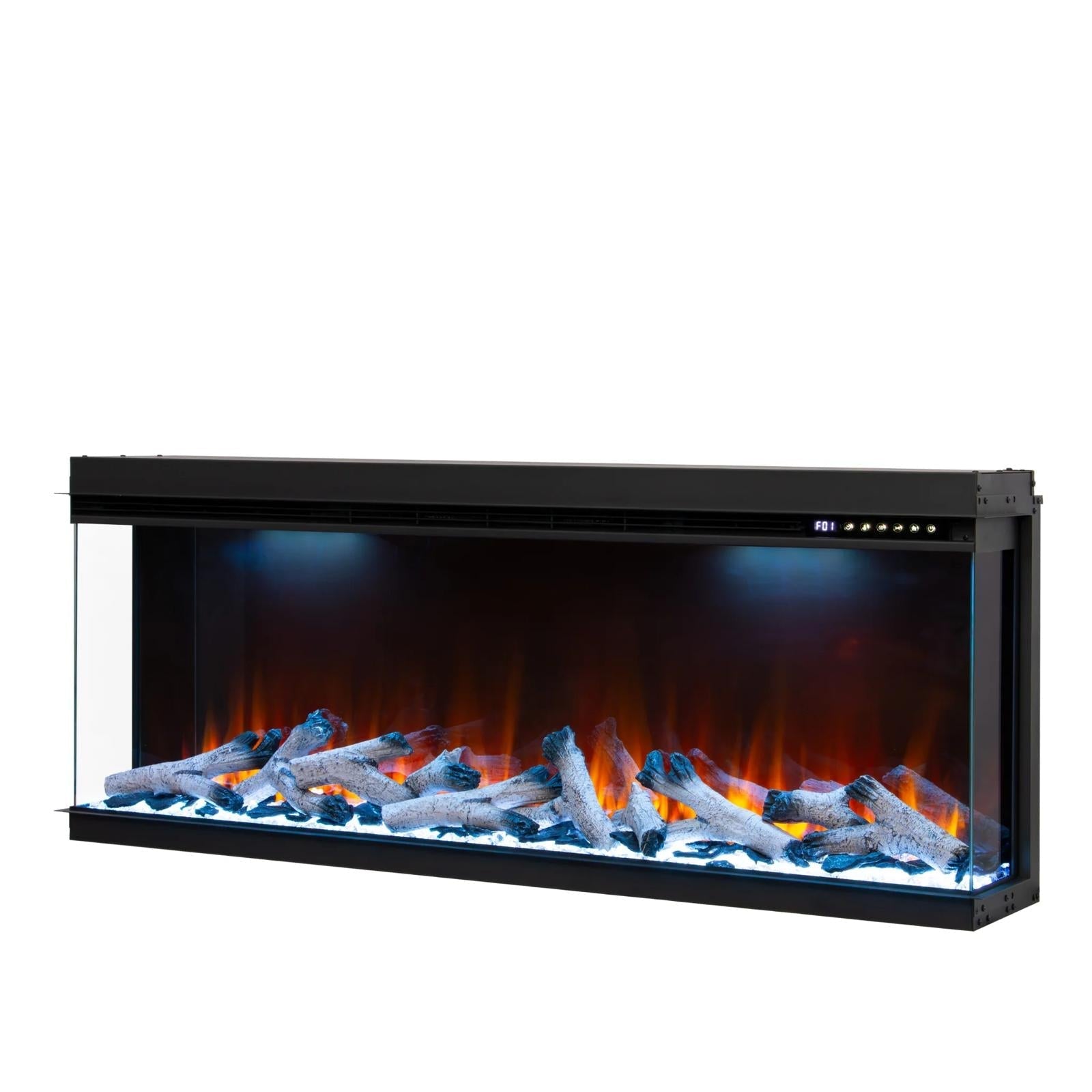 50 60 72 80 Inch 2025 Panoramic Smart Alexa Media Wall Fire 3 Sided Glass LED WiFi Electric UHD Fireplace