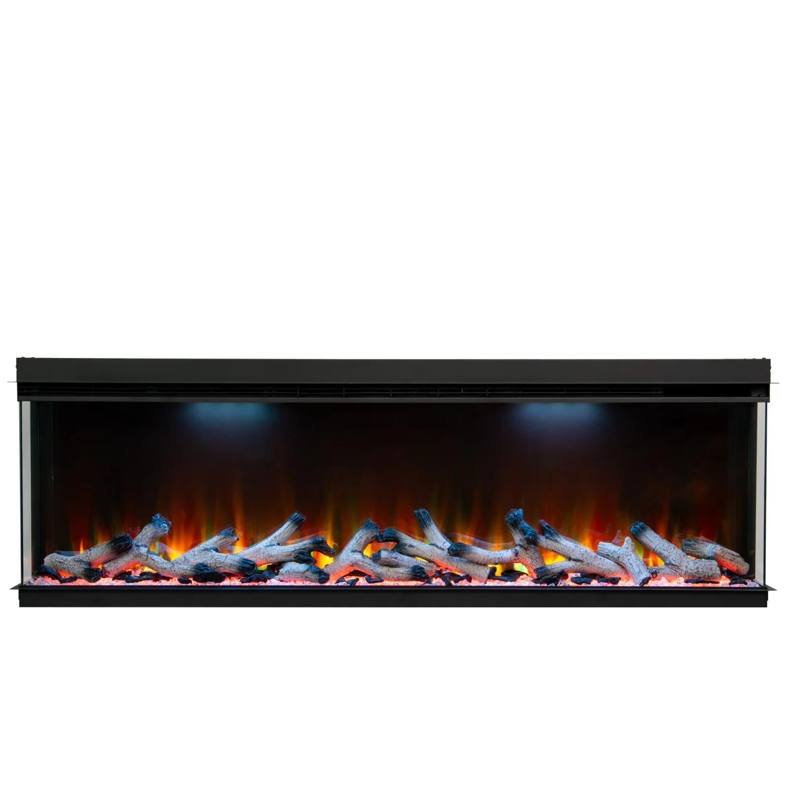 50 60 72 80 Inch 2025 Panoramic Smart Alexa Media Wall Fire 3 Sided Glass LED WiFi Electric UHD Fireplace