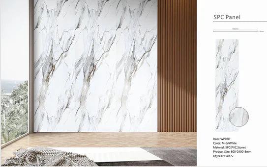 Pack Of x4 White Gold Marble PVC Waterproof Wall Panels 240x60cm