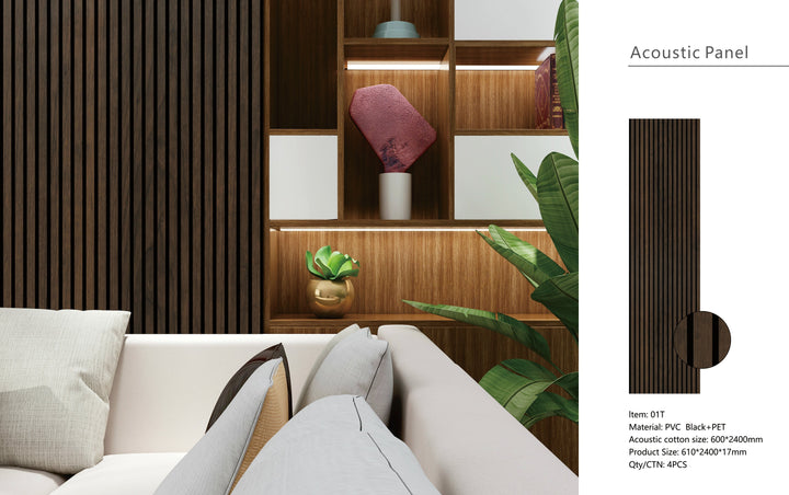 Acoustic Slatted Wall Panels Pack Of x4 240cm x 60cm - Range of Colours