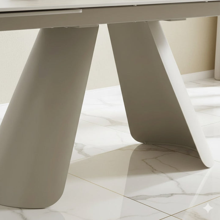 Carletti 180-280cm Italian Cream & Beige Travertine Ceramic Marble Side Extending Dining Table