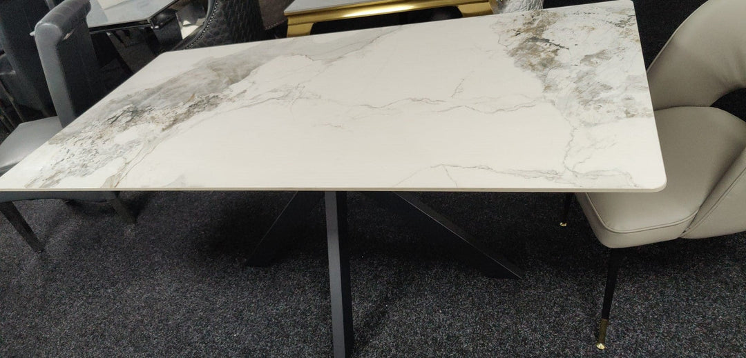 Phoenix 180cm White Ceramic Marble Fixed Dining Table