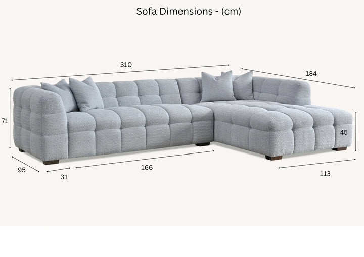 The Bubble Iron Boucle Fabric Right Hand Corner Tribeca Sofa