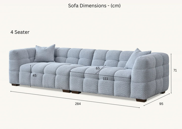 The Bubble Tribeca Pearl Boucle 4 Seater Premium Sofa Boucle Fabric