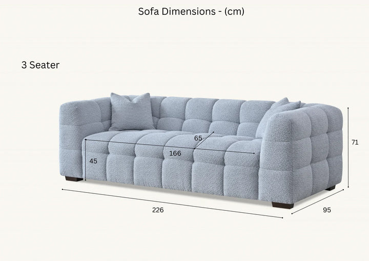 The Bubble Tribeca Pearl Boucle 3 Seater Premium Sofa Boucle Fabric