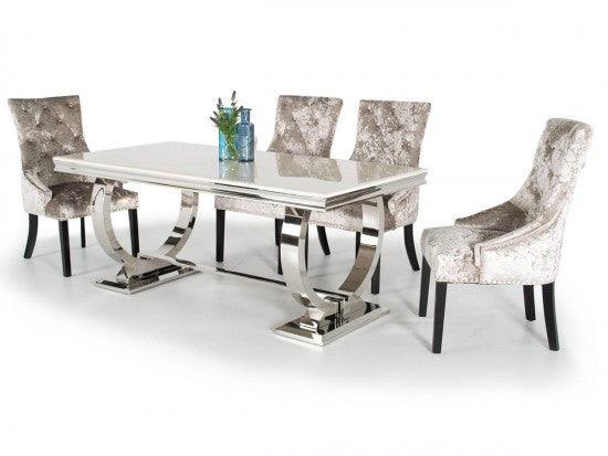 Arianna 200cm Cream Marble Dining Table-Esme Furnishings