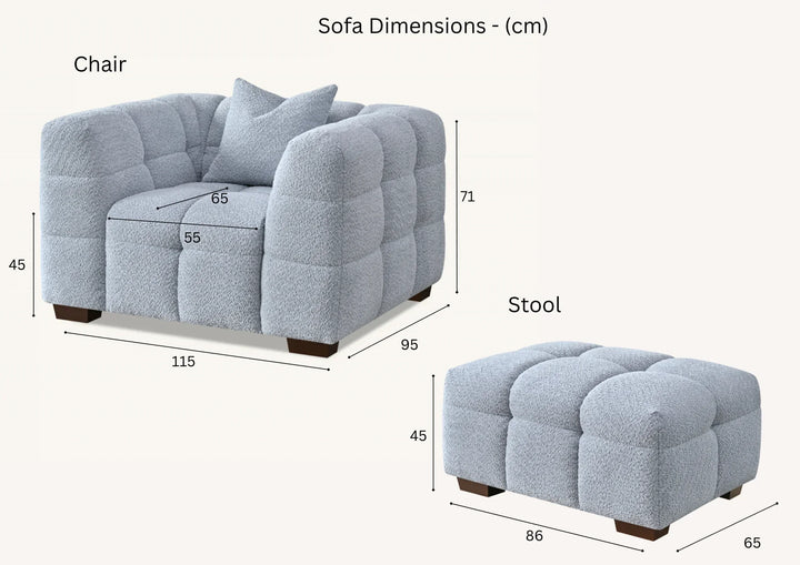 The Bubble Tribeca Pearl Boucle Footstool Premium Boucle Fabric