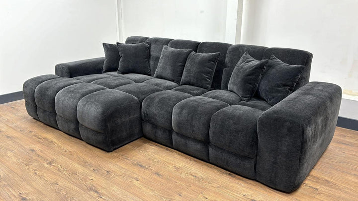 The Bubble Charcoal Black Boucle Fabric Right Hand Corner Cloud Sofa