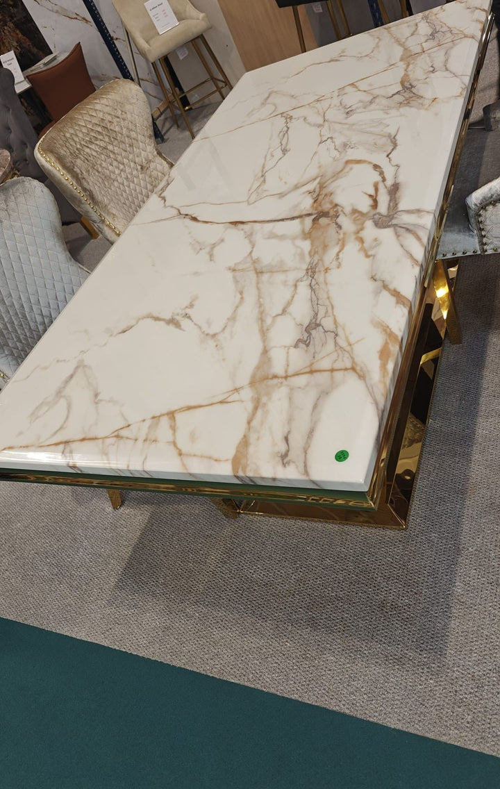 Arial 180CM Marble & Gold Dining Table - 6 Colours