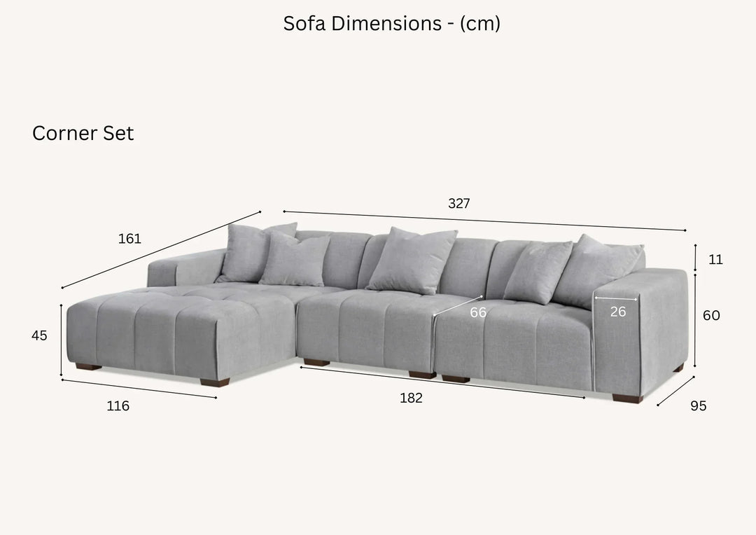 The Leonard Cloudy Grey Boucle Left Hand Corner Premium Sofa Cloudy Grey Boucle Fabric