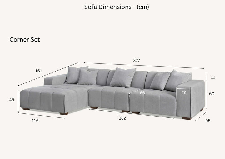 The Leonard Cloudy Grey Boucle Left Hand Corner Premium Sofa Cloudy Grey Boucle Fabric