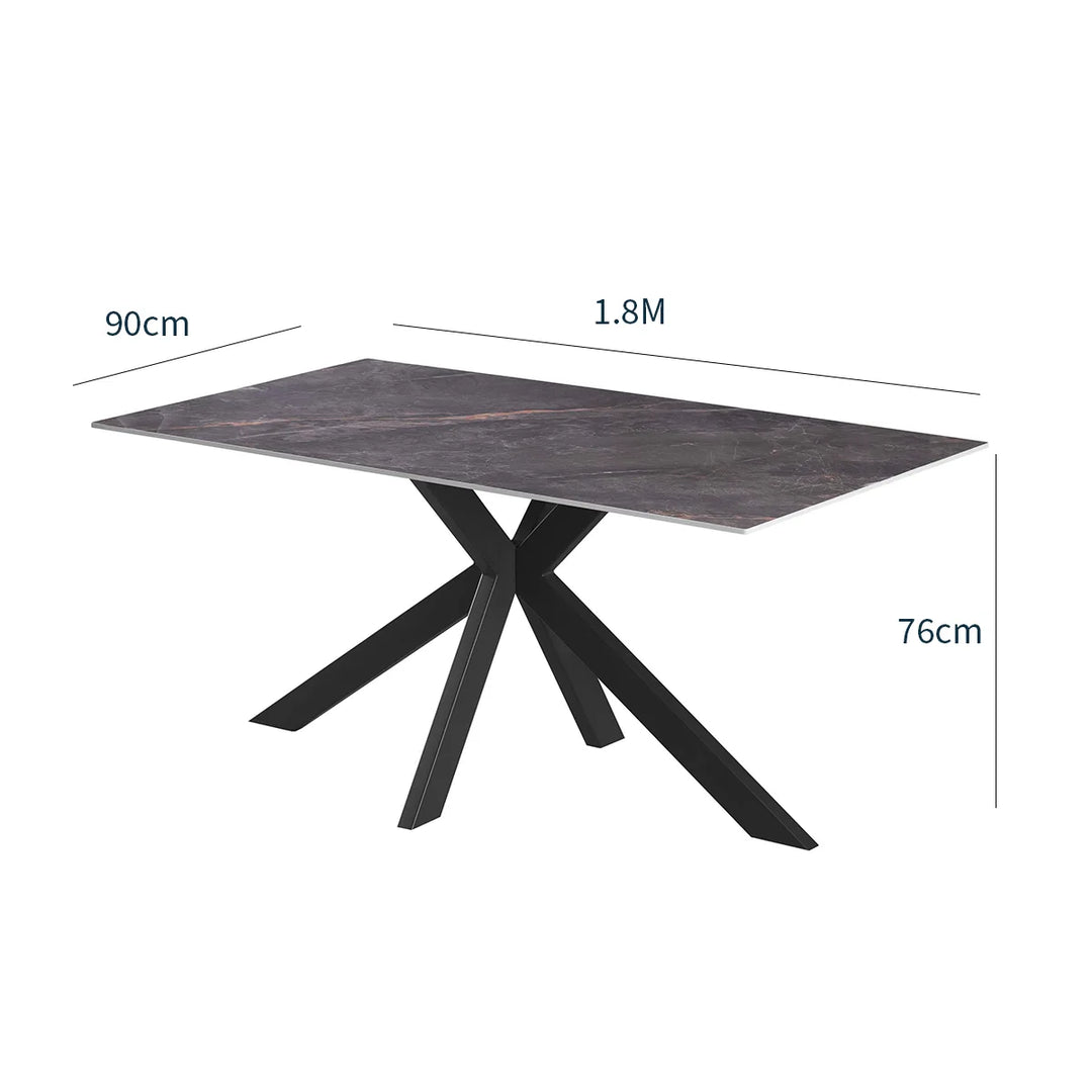 Nova 160cm Grey Ceramic Marble Dining Table