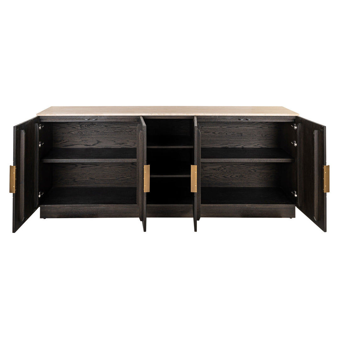 Richmond Interiors Claremont Brown 4 Door Sideboard 2 Shelves