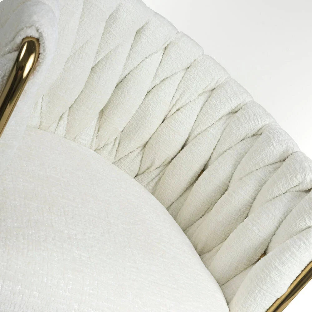 Lorne Luxury Cream & Gold Linen Fabric Bar Stool Adjustable Gold Legs