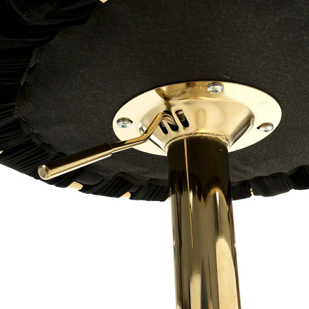 Lorne Luxury Black & Gold Velvet Bar Stool Adjustable Gold Legs