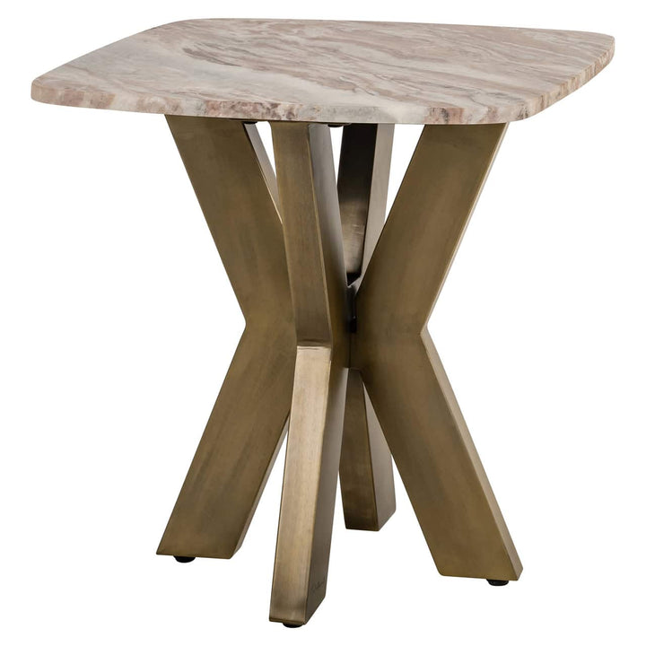 Richmond Interiors Bottega Blush Beige Marble End Lamp Table