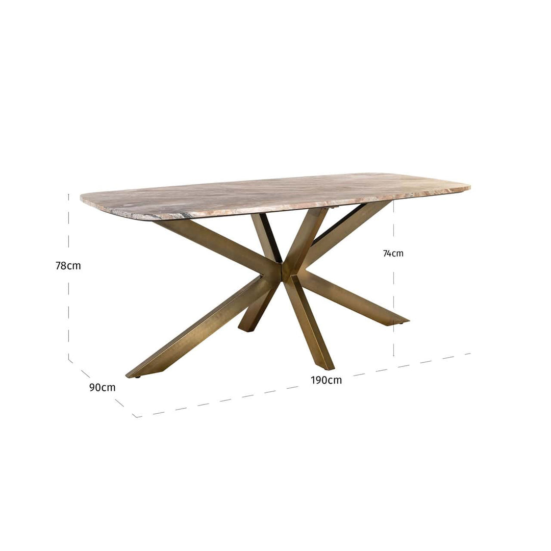 Richmond Interiors Bottega Blush Beige Marble 190cm Oval Dining Table