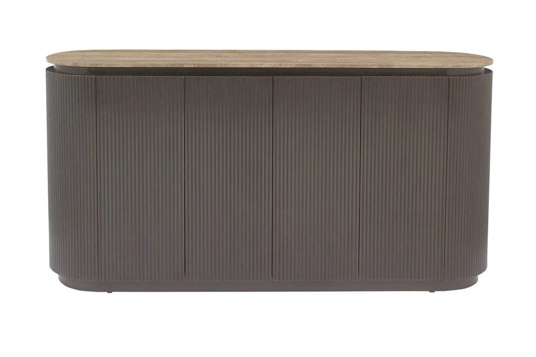 Richmond Interiors Russo Brown Ribbed 4 Door Sideboard