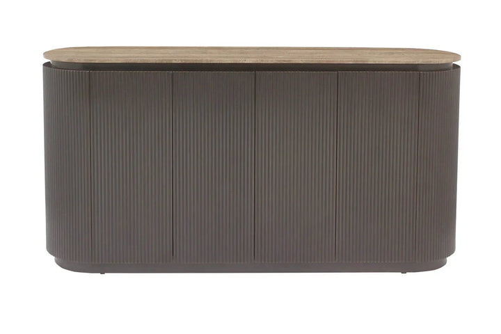 Richmond Interiors Russo Brown Ribbed 4 Door Sideboard