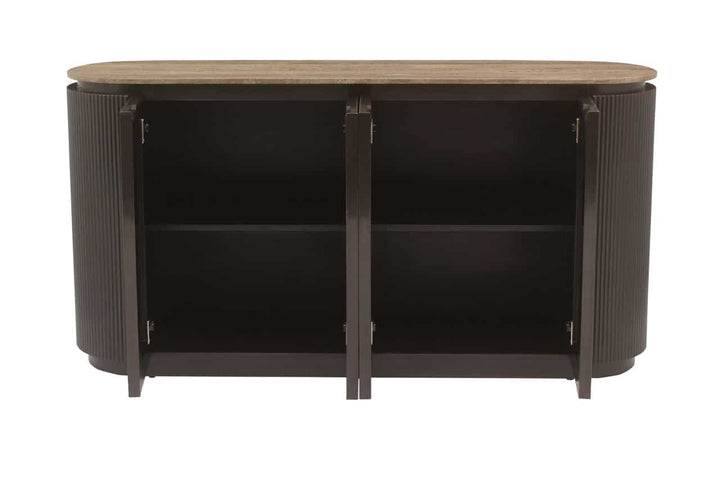 Richmond Interiors Russo Brown Ribbed 4 Door Sideboard