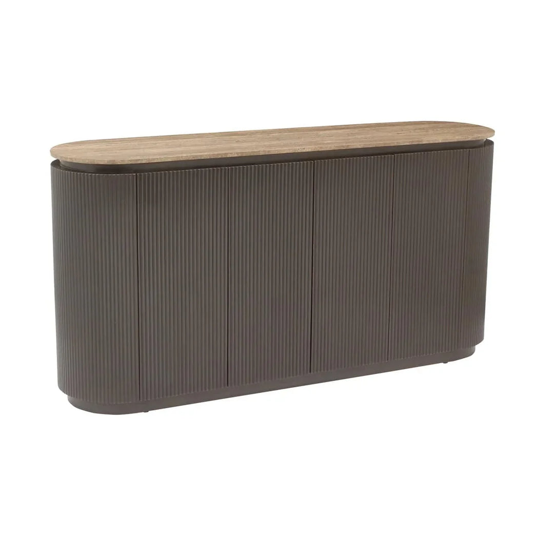 Richmond Interiors Russo Brown Ribbed 4 Door Sideboard