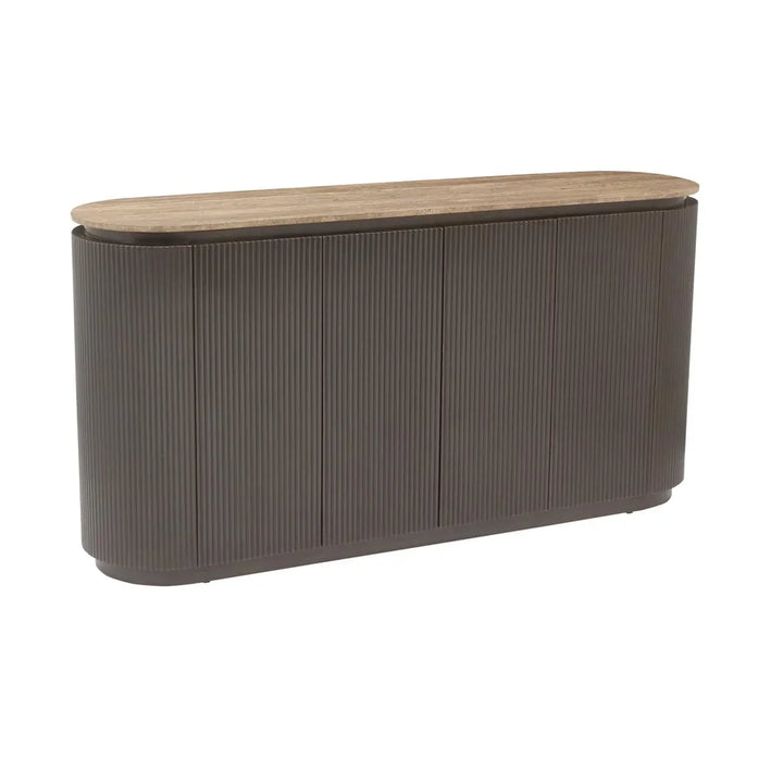 Richmond Interiors Russo Brown Ribbed 4 Door Sideboard