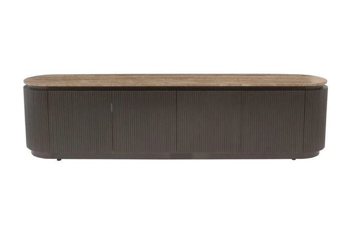 Richmond Interiors Russo Brown Ribbed 4 Door TV Unit