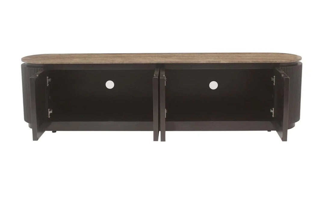 Richmond Interiors Russo Brown Ribbed 4 Door TV Unit