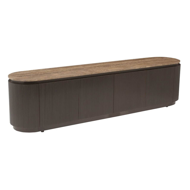 Richmond Interiors Russo Brown Ribbed 4 Door TV Unit