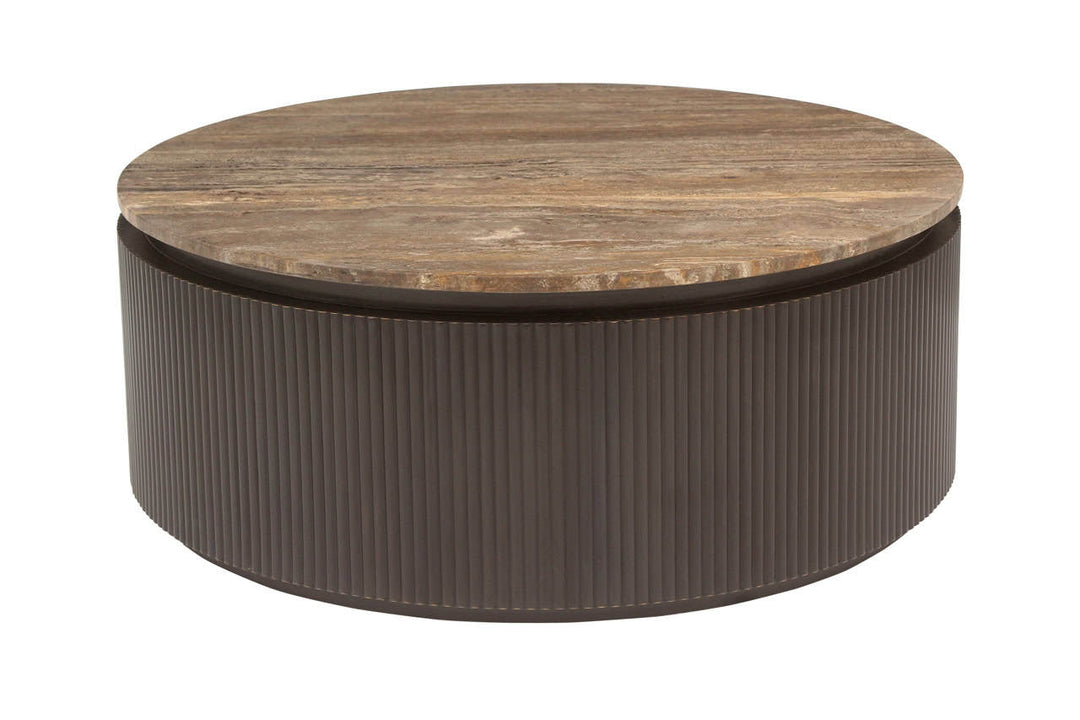 Richmond Interiors Russo Brown Round Ribbed Coffee Table