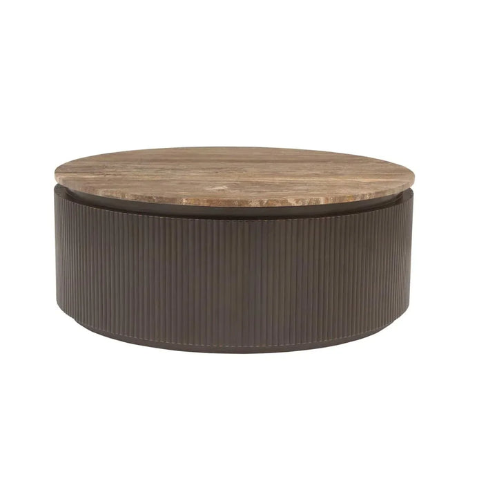 Richmond Interiors Russo Brown Round Ribbed Coffee Table
