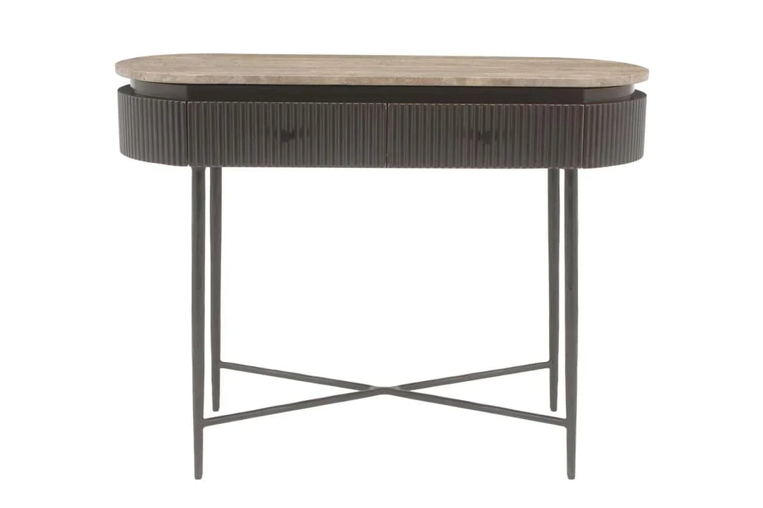 Richmond Interiors Russo Ribbed Brown Console Table