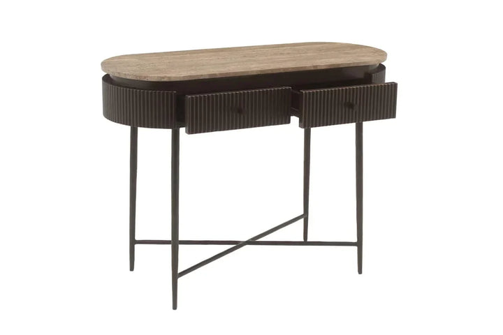 Richmond Interiors Russo Ribbed Brown Console Table
