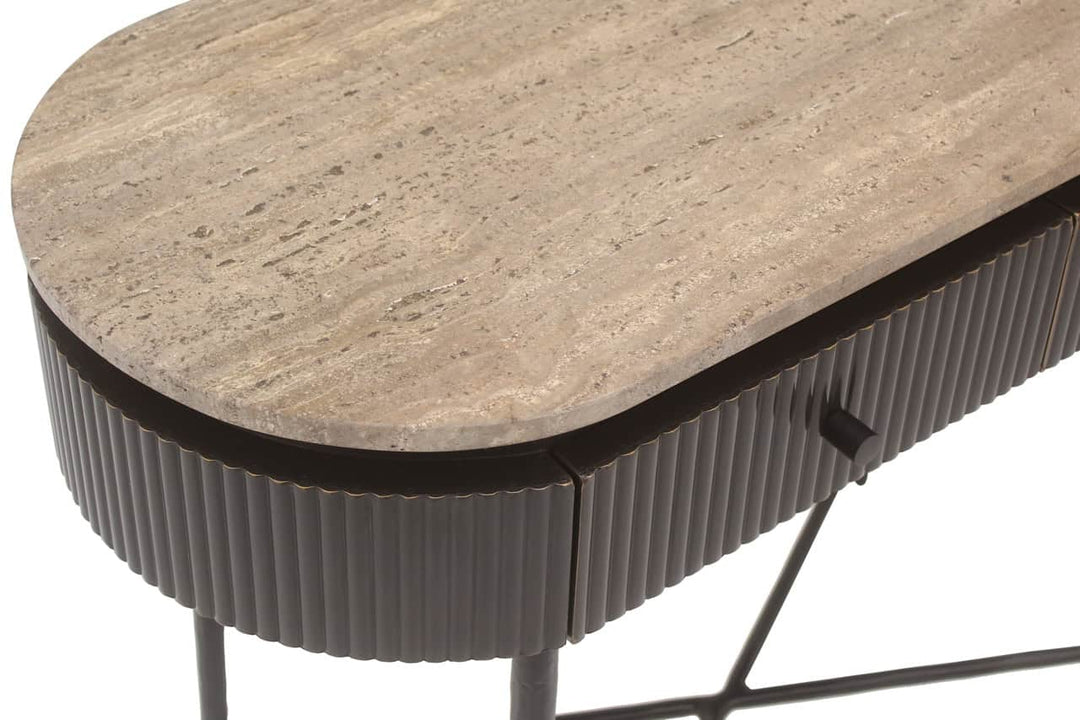 Richmond Interiors Russo Ribbed Brown Console Table