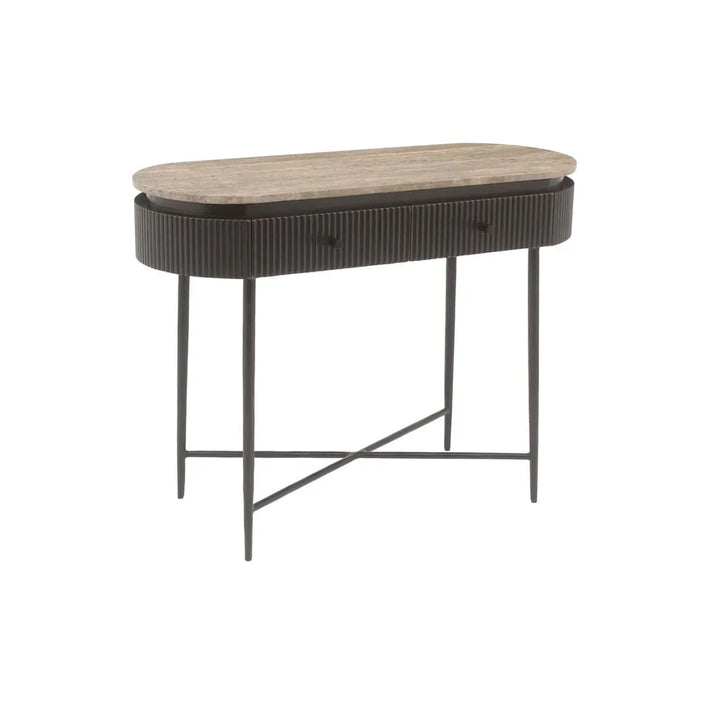 Richmond Interiors Russo Ribbed Brown Console Table