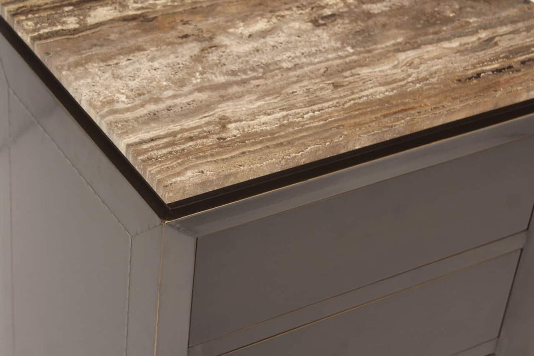 Richmond Interiors Russo Brown Ribbed 3 Drawer Bedside Table