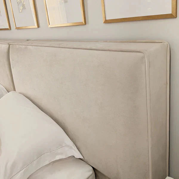 The Milo Chunky Upholstered Plush Velvet Piped Bed Frame
