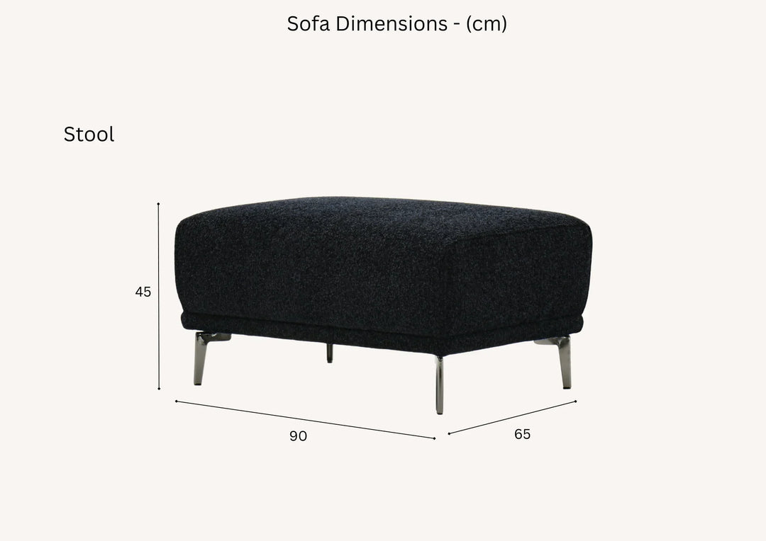 The Albany Luxury Black Boucle Fabric Footstool