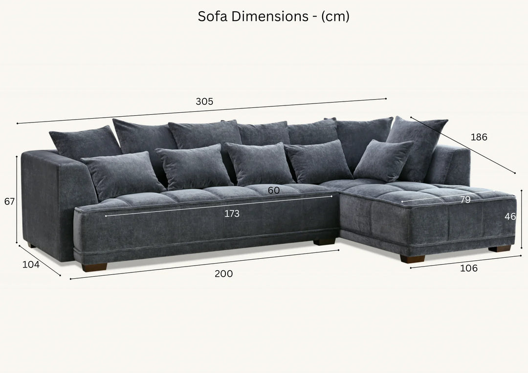 The Gramercy Steel Grey Boucle Right Hand Corner Premium Sofa Steel Boucle Fabric