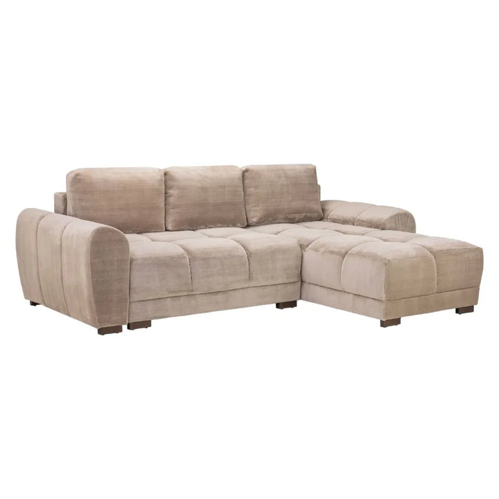 Zara Mocha Plush Velvet Universal Corner Sofabed with Storage