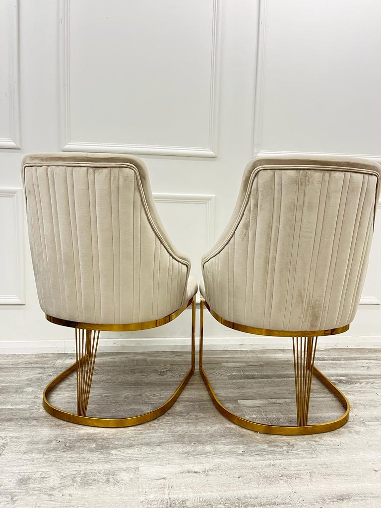 Carlton Cream/Gold Plush Velvet Dining Chair