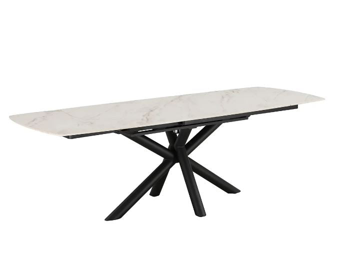 Nova 160-240cm White/Gold Swivel Ceramic Marble Extending Dining Table