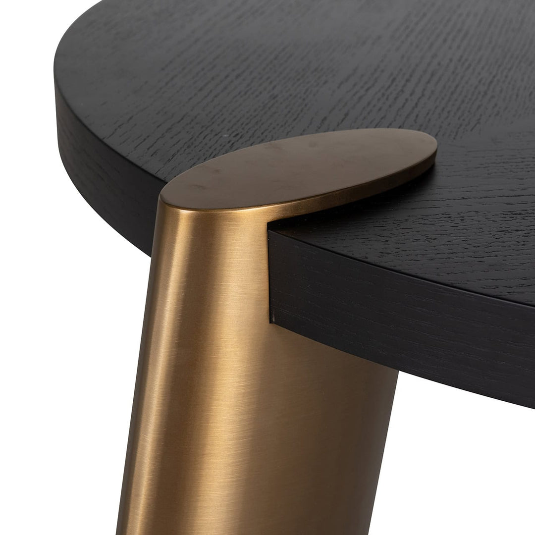 Richmond Interiors Brody Black Oak Wood & Gold Nested Coffee Table | Set Of 2