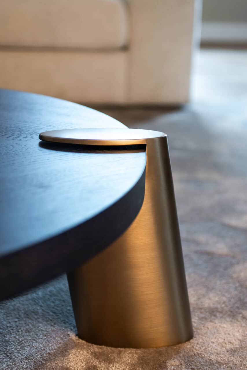 Richmond Interiors Brody Black Oak Wood & Gold Nested Coffee Table | Set Of 2