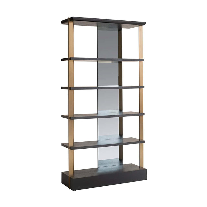 Richmond Interiors Rigley Black Oak Wood & Mirrored Display Unit